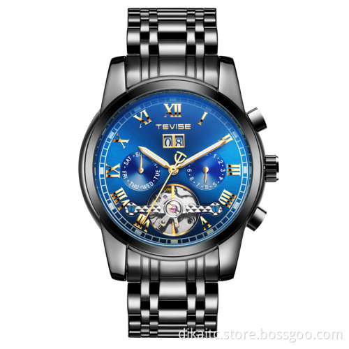TEVISE Watch 9005 Fashion Business Clock Military Sport Automatic Wristwatches Stainless Steel Waterproof Mechanical Mens Watch